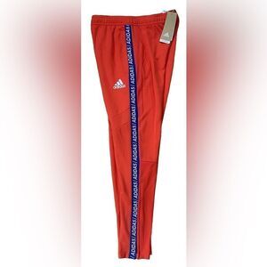 Boys Adidas sweatpants Med. Red with blue & white logo stripe